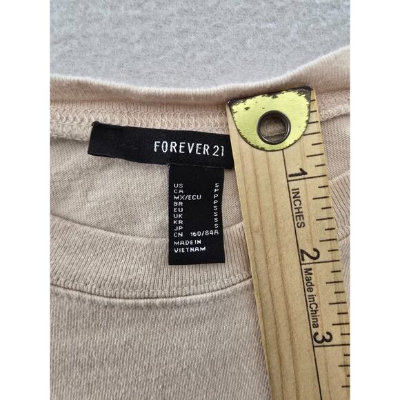 Forever21 Adore Me Sweater Top Womens Small Beige Crew Neck Long Sleeve Pullover - Picture 9 of 12